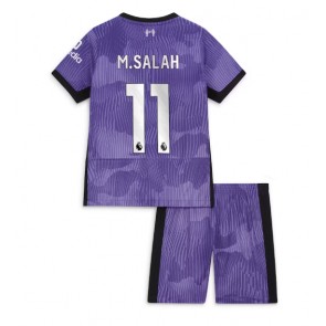 Lacne Dětský Futbalové dres Liverpool Mohamed Salah #11 2023-24 Krátky Rukáv - Tretina (+ trenírky)